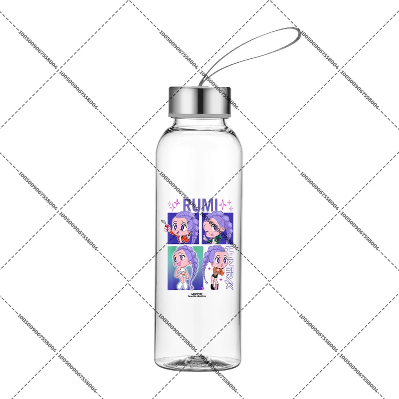KPop Demon Hunters 400ml Pulling Rope Water Bottles Travel Anti-drop Cup Sealed Leak-proof Portable Sport Glass Outdoor Supplies