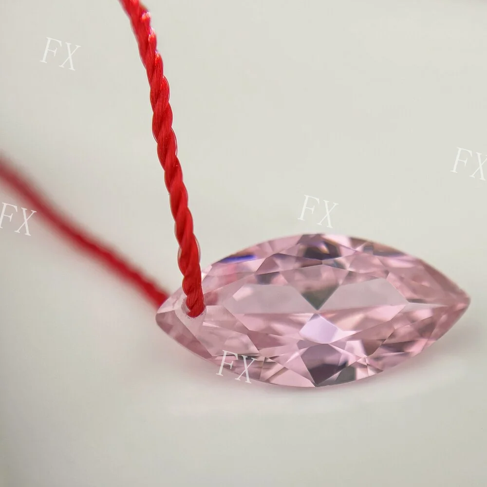 Розовые фианиты в форме маркиза с одним отверстием, искусственные бусины с отверстием для изготовления ювелирных изделий