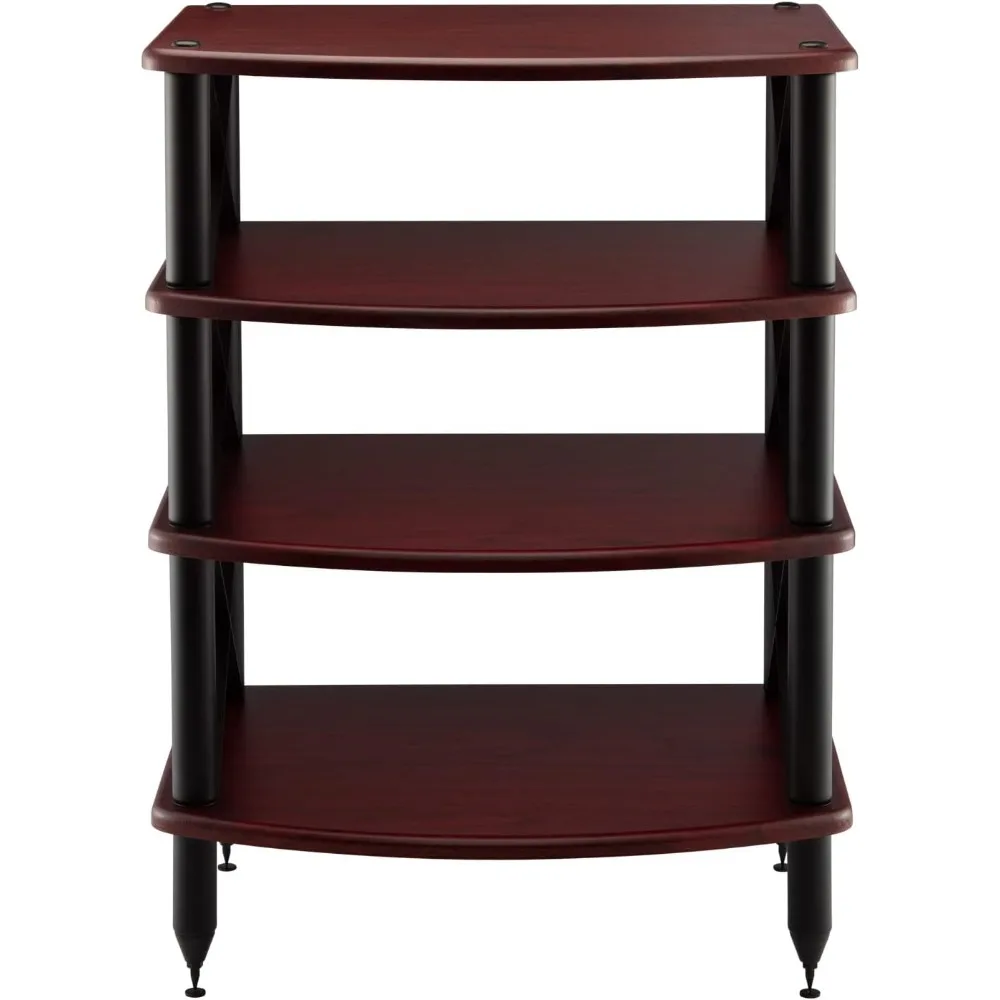 Pangea Audio-Vulcan X 4 Shelf Audio Rack, Media Stand, Componentes do Gabinete, Rosenut Red