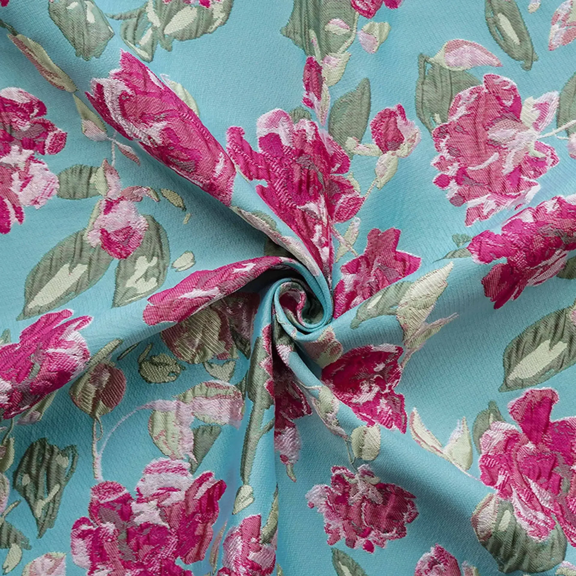 

3D Embossed Pink Floral Jacquard Fabric Women's Gowns Elegant Dress Vest Yarn Dyed Decorative Sewing Fabric