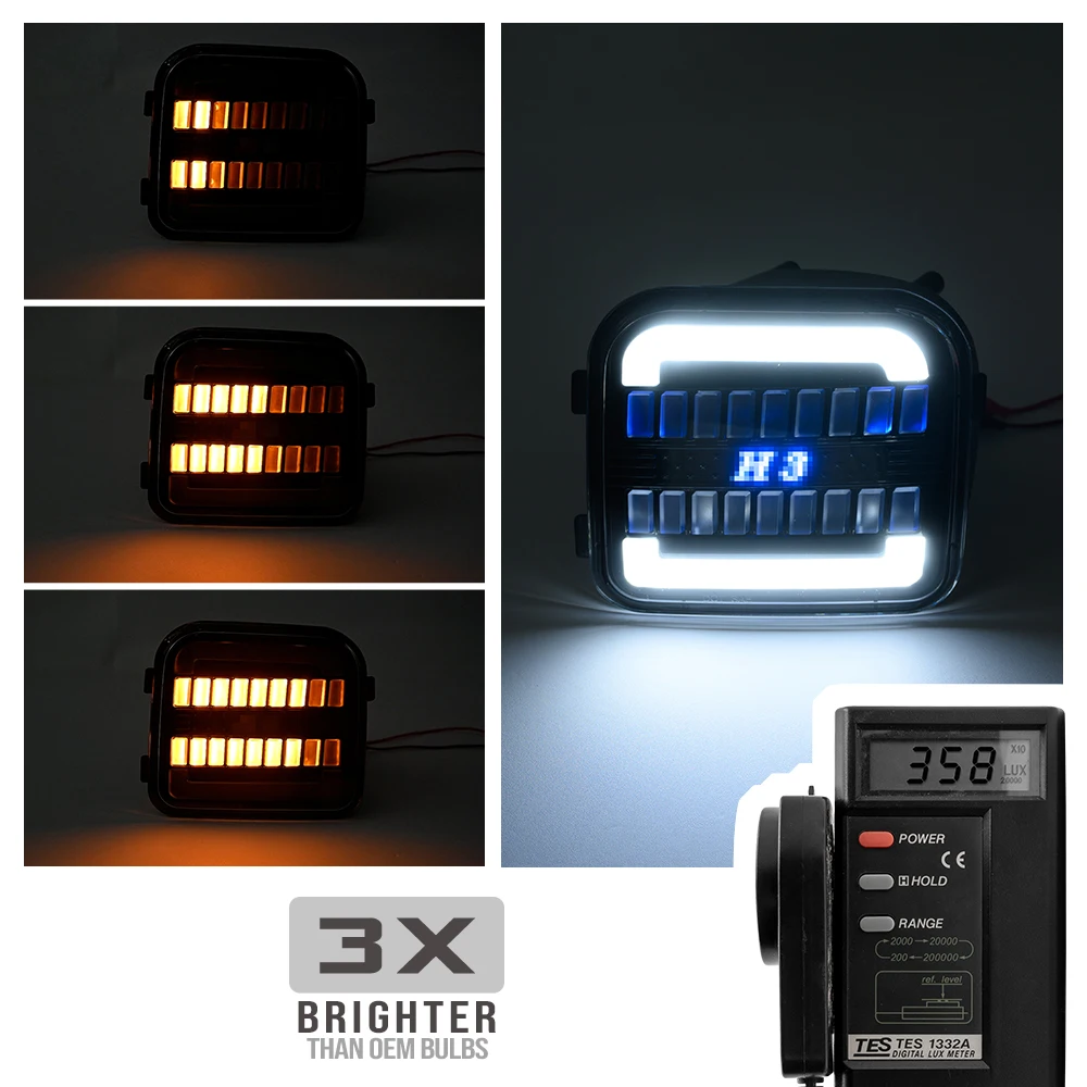 2x For Hummer H3 H3T 2006-2010 Front Bumper Corner Switchback White/Amber Sequential Led DRL Parking/Turn Signal Lights