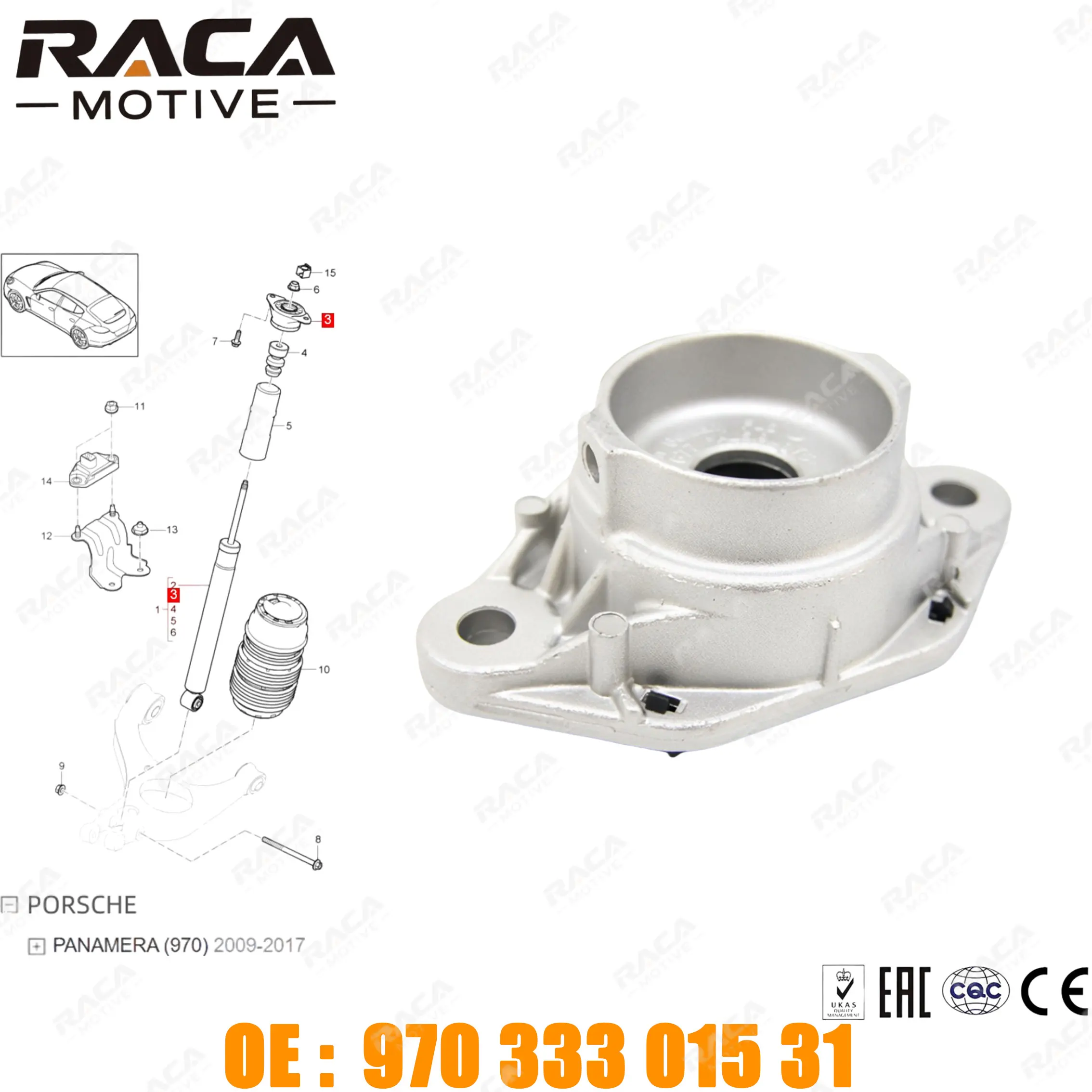 

Rear Axle Shock Absorber Bracket Suitable for Porsche Panamera (970) 2009-2017 (3.0 3.6 4.8 Gts) 97033301532 97033301531 97033301505