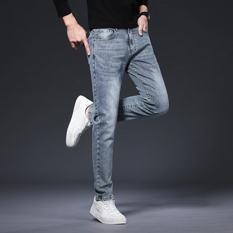 Spring and Autumn 2024 Retro Elastic Jeans Straight Trendy Brand Men's European and American Casual Pants Men Jeans