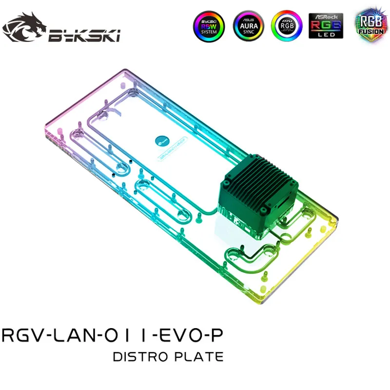 Bykski RGV-LAN-O11-EVO-P, placa de distribución para caja LIAN LI O11 EVO, sistema de refrigeración por agua de PC con depósito de placa de vía fluvial MOD