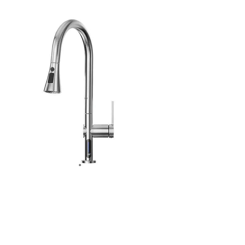 

*Kitchen faucet 304 stainless steel pulling faucet Water temperature digital display gun gray hot and cold pulling faucet