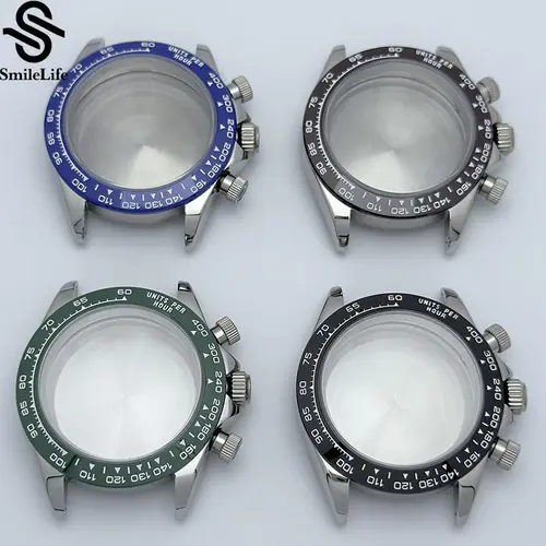 SmileLife 39mm VK63 Silver/Black/Gold Watch Case Sapphire Glass Ceramic/Steel Bezel Fit VK63 Quartz Movement Watch Accessories - Image 4