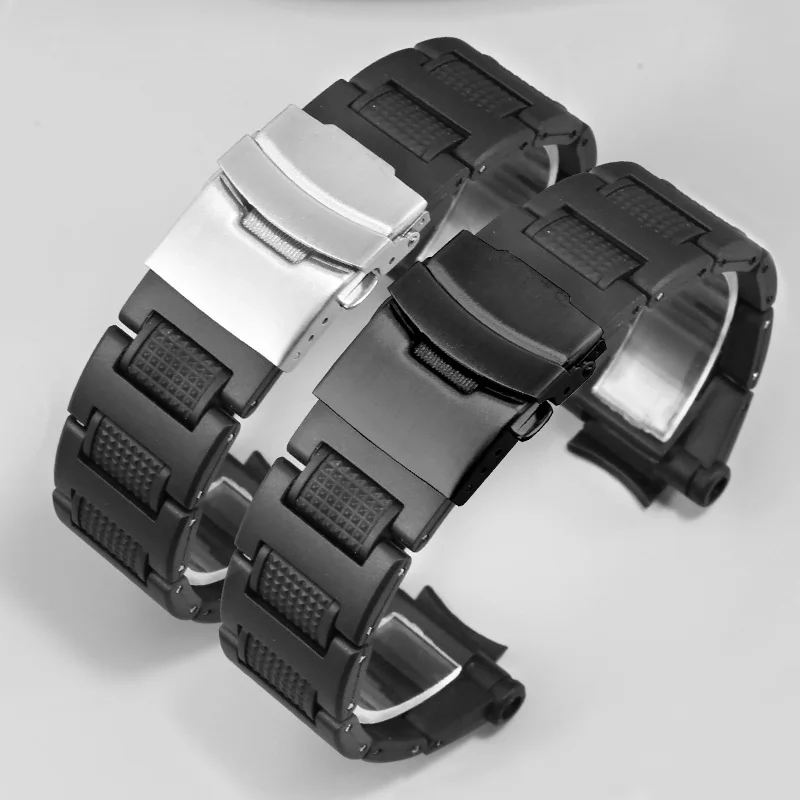 Substitute G-SHOCK Kong Ba GW-A1100 4000 GA1100 Series Black Convex Interface Plastic Steel Watch Strap 0mm