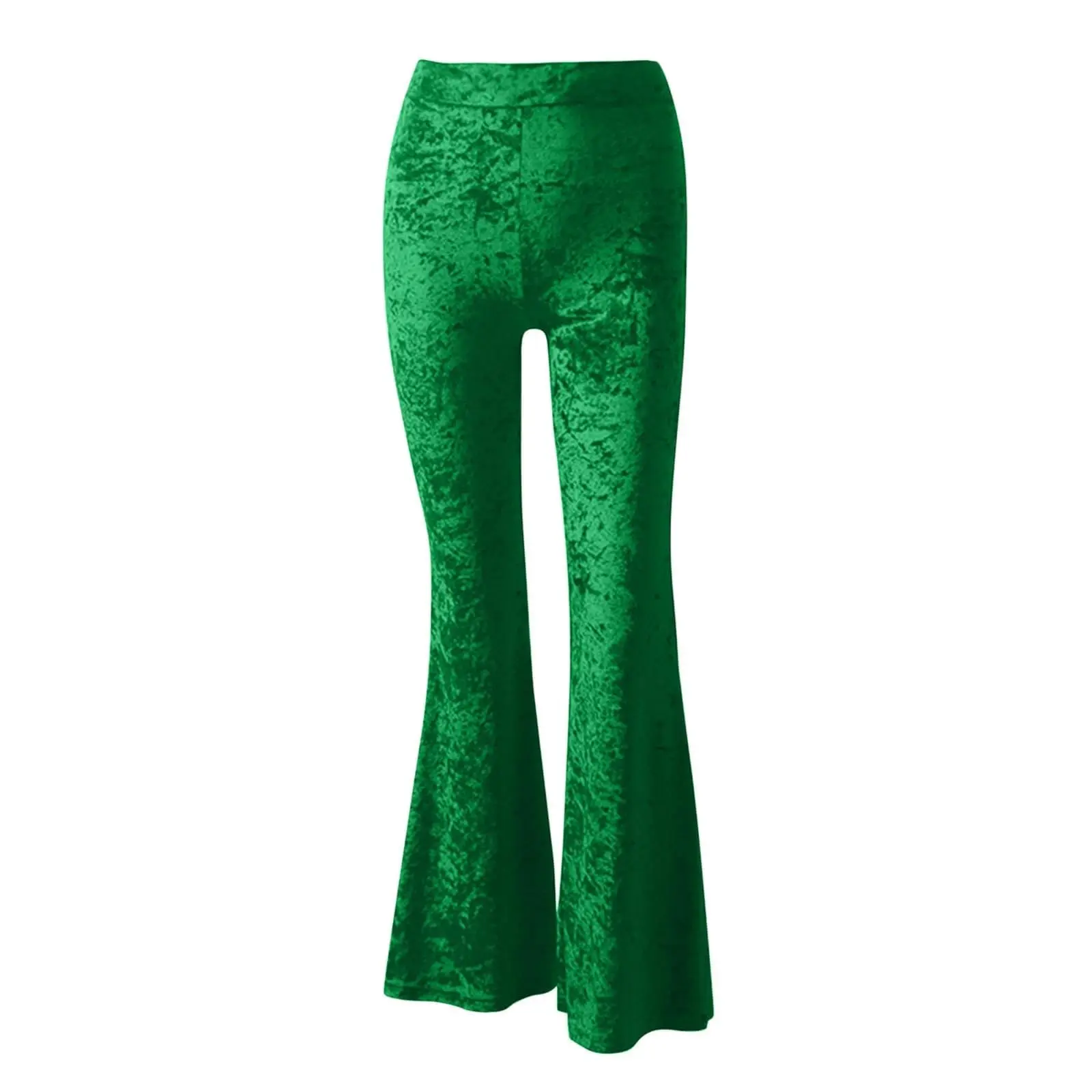 Calças de veludo retro para mulheres cor sólida calças de cintura alta alargamento cintura elástica confortável calças de veludo calças de outono