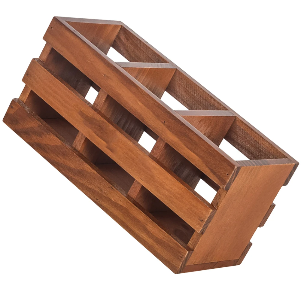 

Wooden Storage Box Smooth Polishing Classified Compartments For Makeup Brushes Pens Cosmetics Organizer Tabletop Sundries