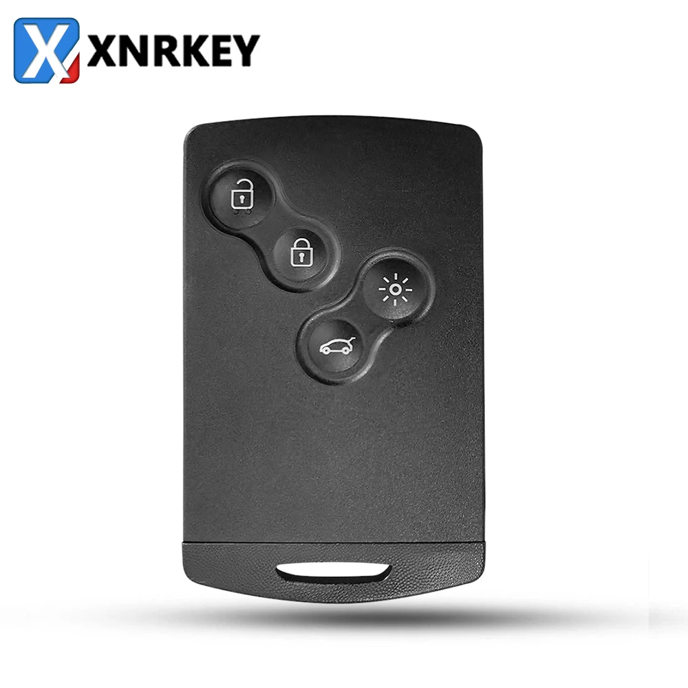 XNRKEY 4 Button Remote Card Key Shell for Renault Koleos Megane Clio Key Case Cover with NSN14 Blade Without Logo