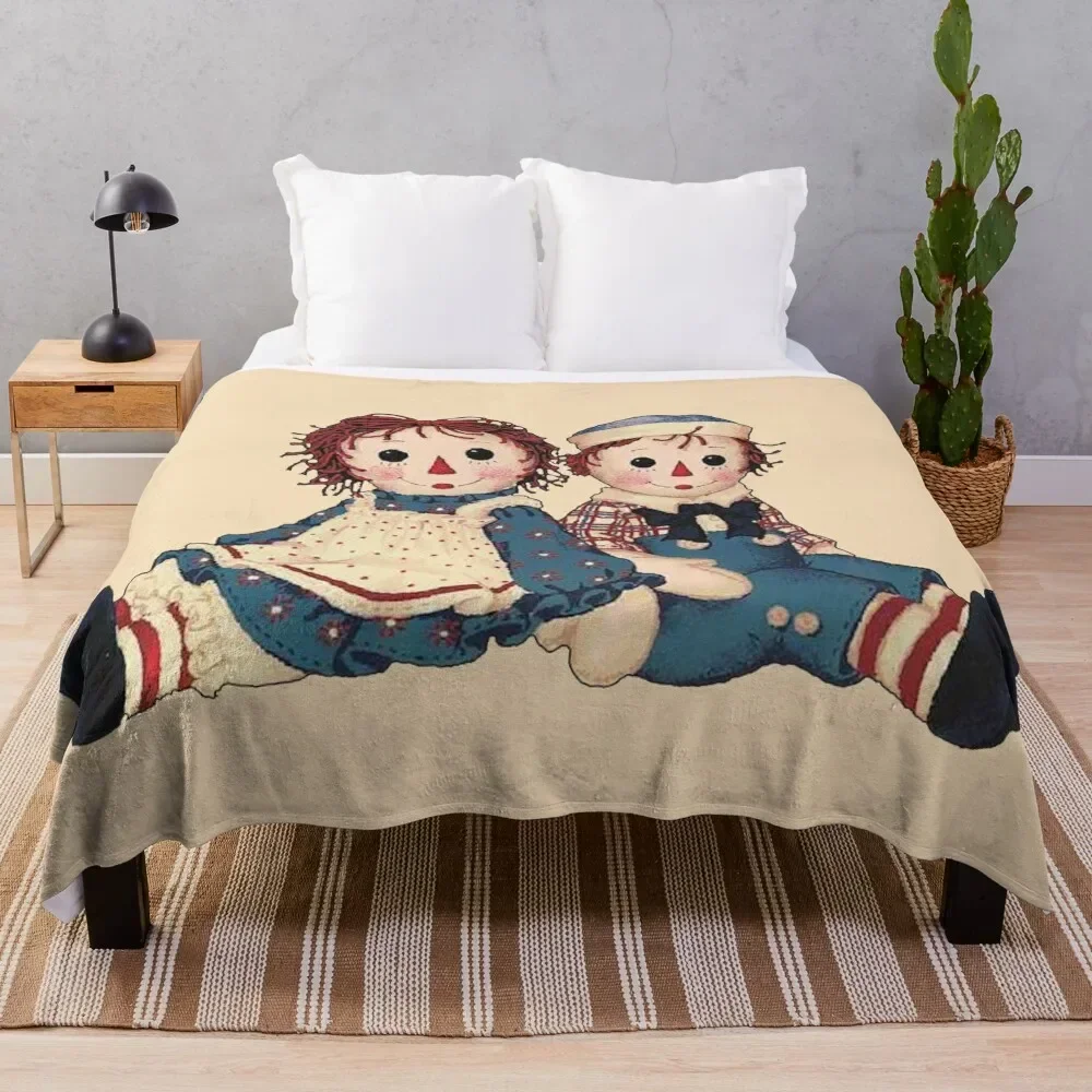 Raggedy ann and raggedy andy Throw Blanket christmas decoration Flannel Fabric Soft Plaid Blankets Sofas Of Decoration Blankets