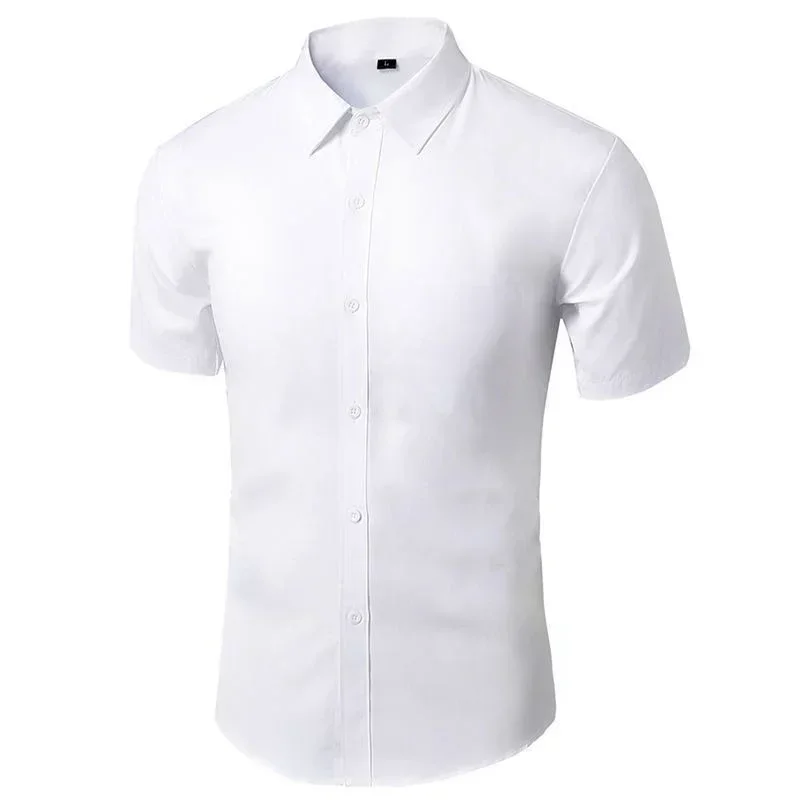 

Summer Shirt for Men Daily Casual White Shirts Short Sleeve Button Down Slim Fit Male Social Blouse 4XL 5XL