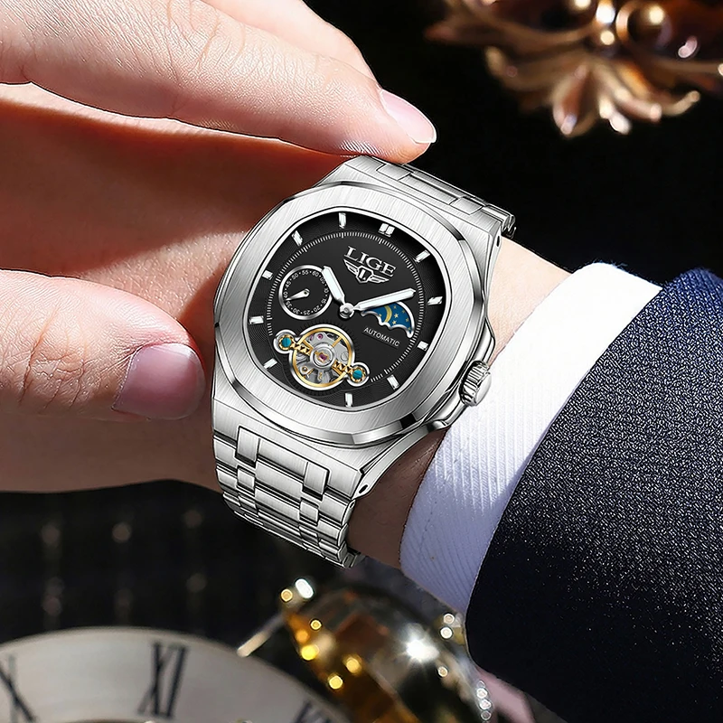 Automatic 2026 LIGE Classic Watches Men Fashion Luxury Mechanical Mens Watch Sports Waterproof Luminous Wristwatches Gifts Reloj