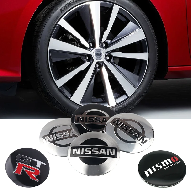 4pcs 56/60mm Car Wheel Hubcap Sticker Auto Tire Center Cover Decals For Nissan Nismo Tiida Teana GTR 350Z 370Z 240SX Juke Versa