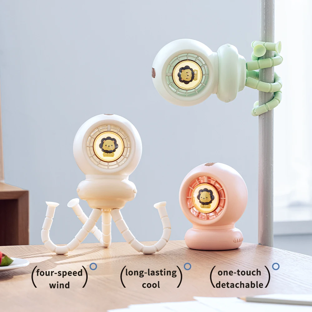 

Вентилятор для коляски, портативный персональный вентилятор, 4-скоростной персональный ручной вентилятор, аккумулятор емкостью 3600 мАч, с гибким поездом