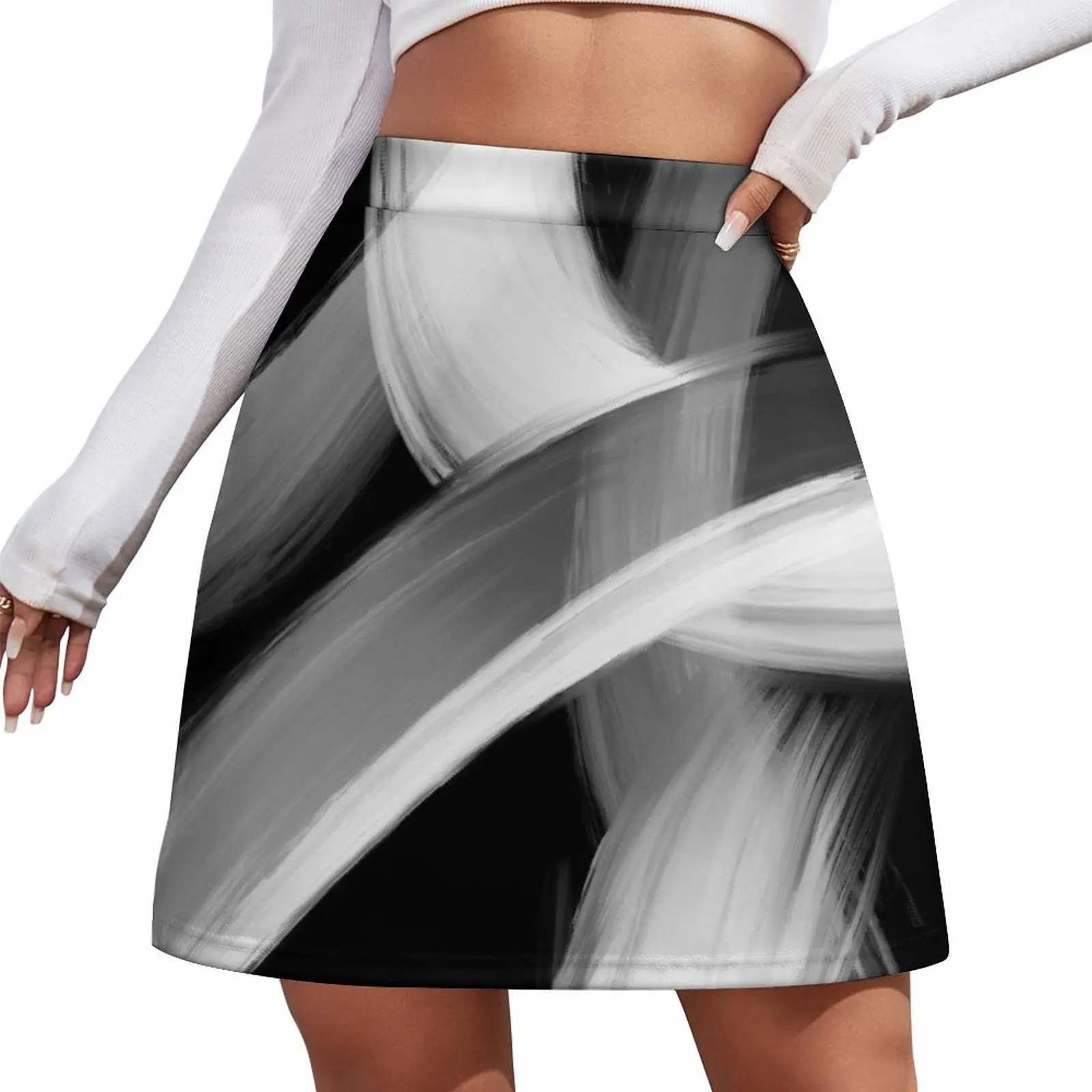 

Black and White Fine Art painted Abstract Mini Skirt skirts for woman 90s vintage clothes