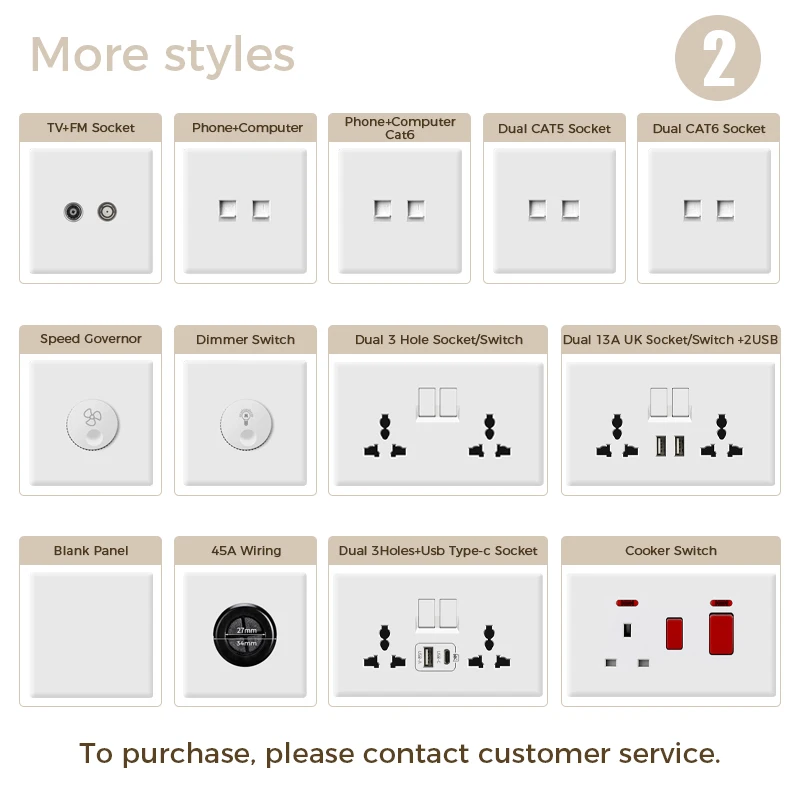Avoir Wall Light Switch White Plastic Panel 2Way Push Button Switches With Fluorescent Home Kitchen 13A UK Standard Power Socket image 6