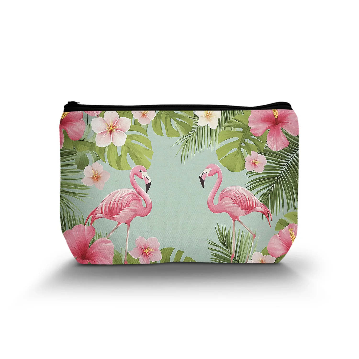 1 Pc Tropical Flamingo Cute Travel Makeup Bag Cosmetic Storage Bag Small Pouch Gift For Women Outdoor Park Beach A 8.66x5.51Inch