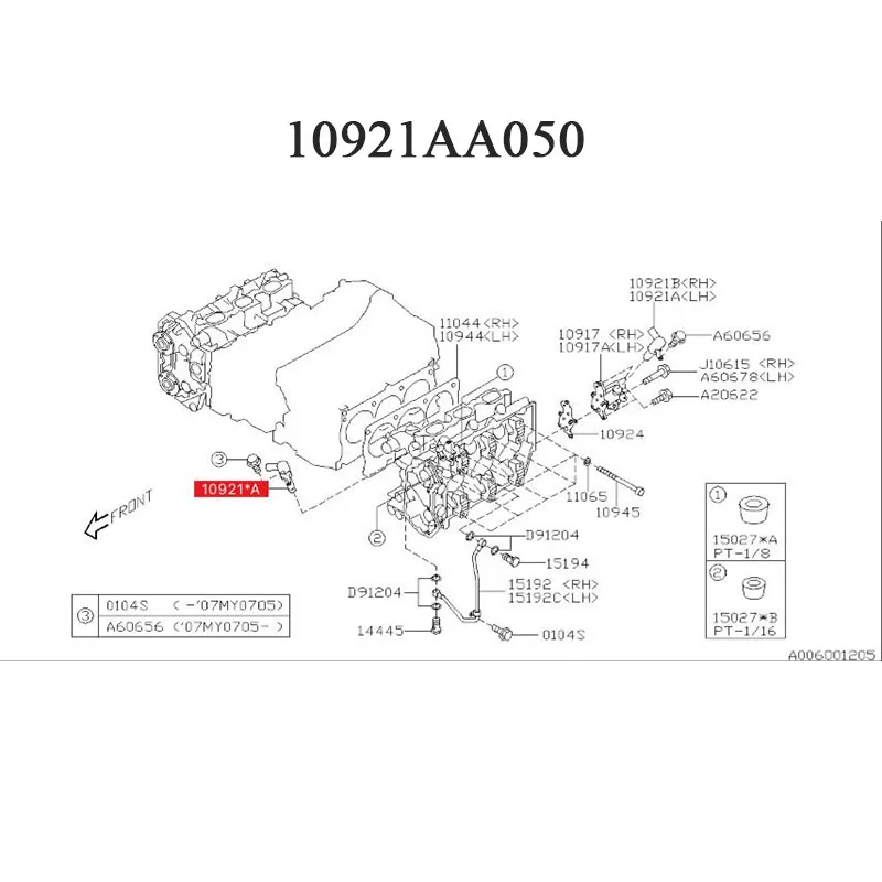 Válvula de Control de aceite original para coche, accesorio para Subaru Outback Legacy Tribeca 3,0, 10921AA050 (medio) y 10921AA070(RH)