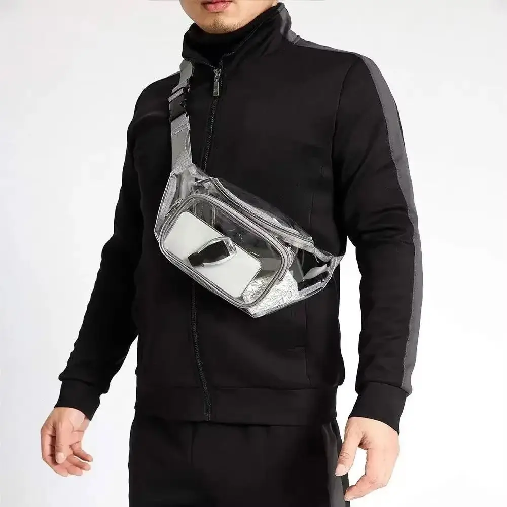 NEW Transparent Clear Fanny Pack Stadium Approved PVC Sports Waist Bag Waterproof Large Capacity Jogging Pouch Travel