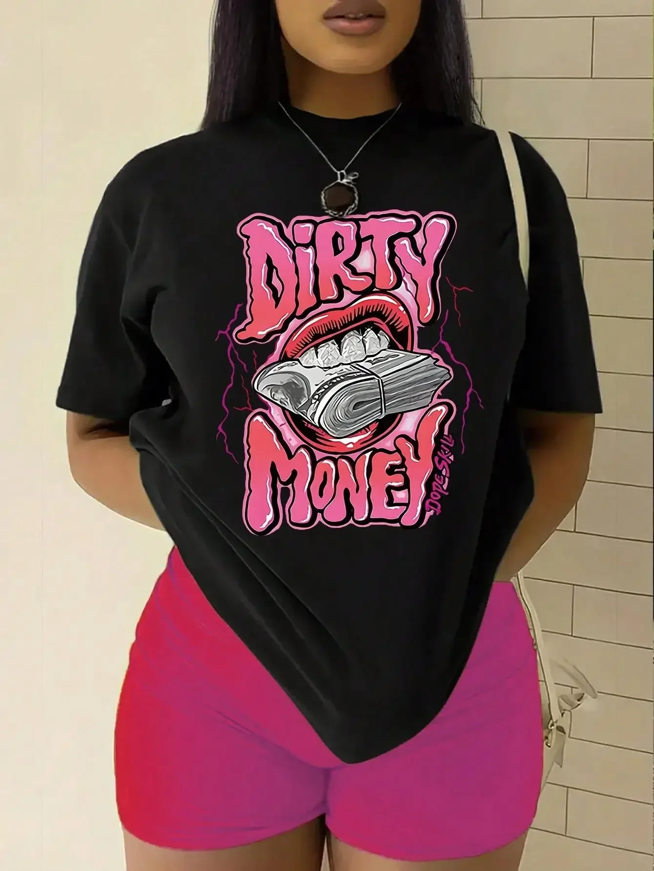 How To Deal With Dirrty Money Letter Women T-Shirt Fashion  T Shirts Street Hip Hop Tee Shirtsoversized Short Sleeve