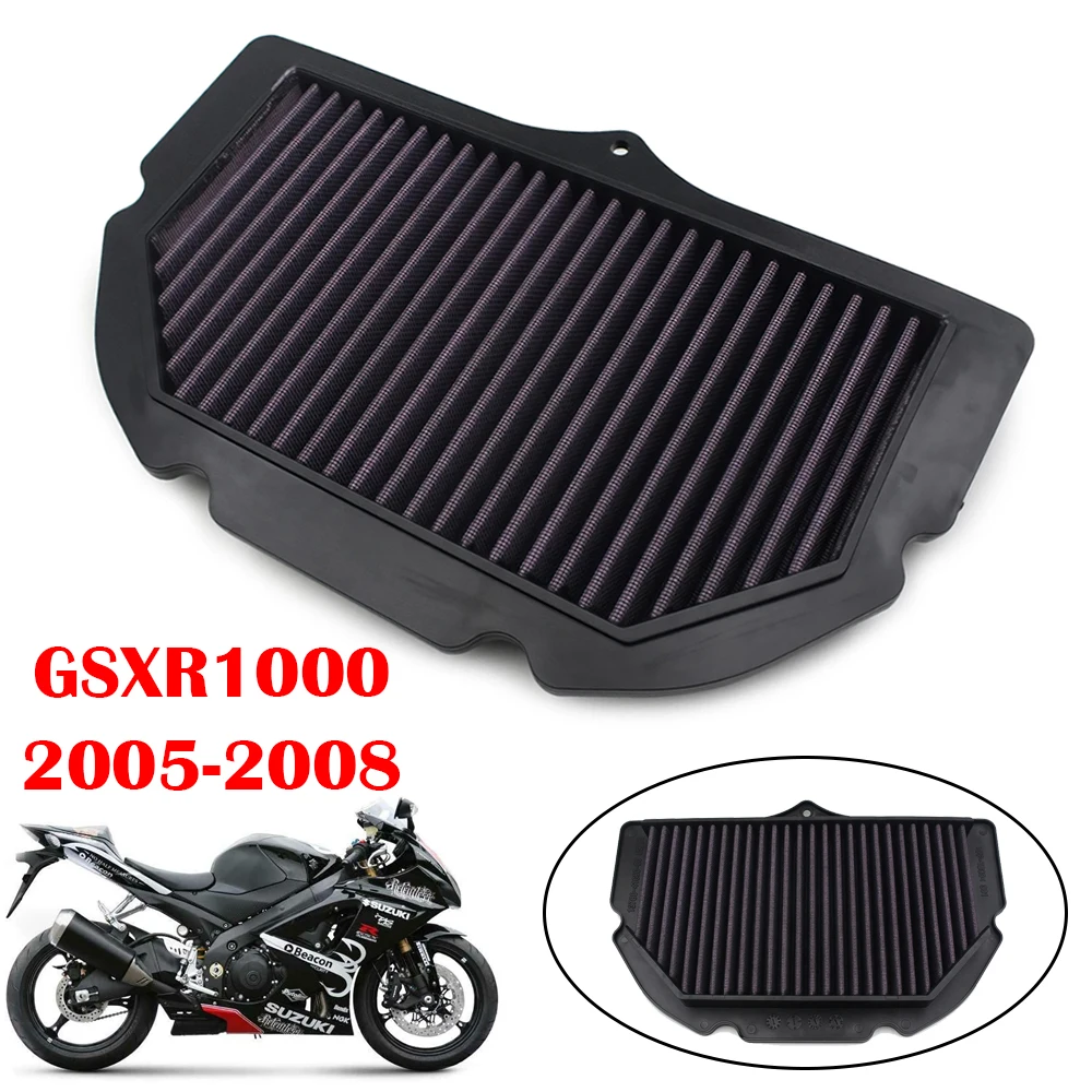 Motorcycle Engine Air Filter Cleaner High Flow Non-woven Fabric Air Intake Filter Element For SuzukiGSXR1000 GSXR 1000 2005-2008