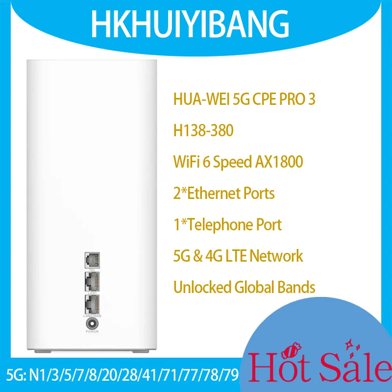 Router nirkabel HUA WEI, tidak terkunci HUA WEI 5G CPE Pro 3 H138-380 128 pengguna Dual Band WiFi 6 AX1800 5G kartu Sim 4G LTE Cat19 Modem Gigabit