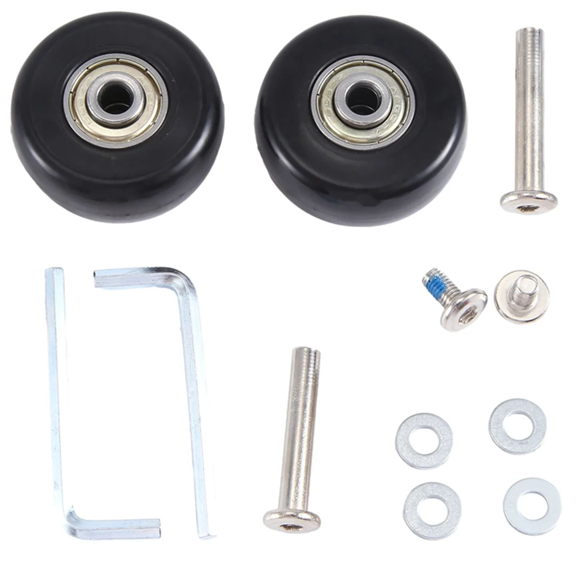 ABQR 55X18mm 수하물 가방 교체 바퀴 2개 세트, PU 회전 캐스터 휠 탄소강 베어링 수리 키트