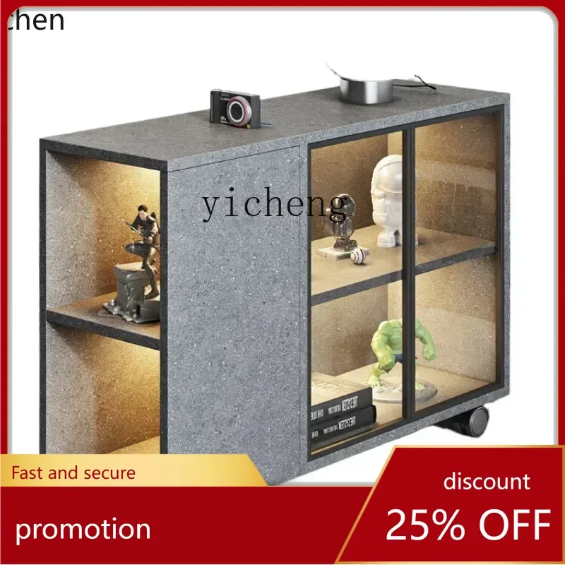 

ZMLlight luxury modern sofa side cabinet, living room home side table, tea cabinet, mobile side corner cabinet with wheels
