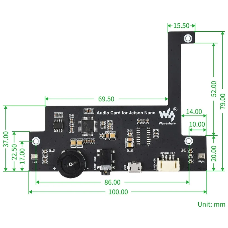 Nvidia Jetson Nano B01 용 USB 오디오 코덱, 사운드 카드 드라이버 프리, 스피커 2 개 포함, 2GB