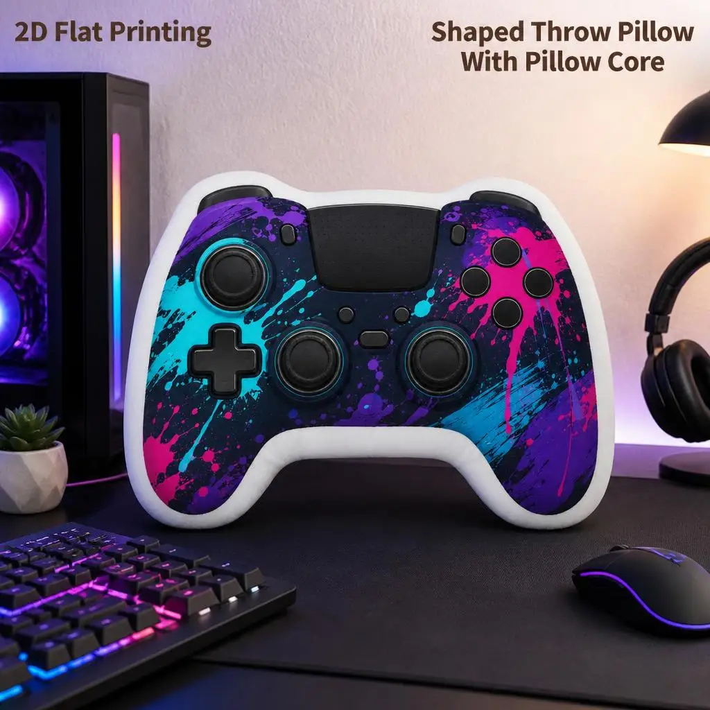 Paint Controller Gamer Gift Plush Pillow Cushion Irregular Stuffed Throw Pillow Home Decor Gift Sofa Bed Home