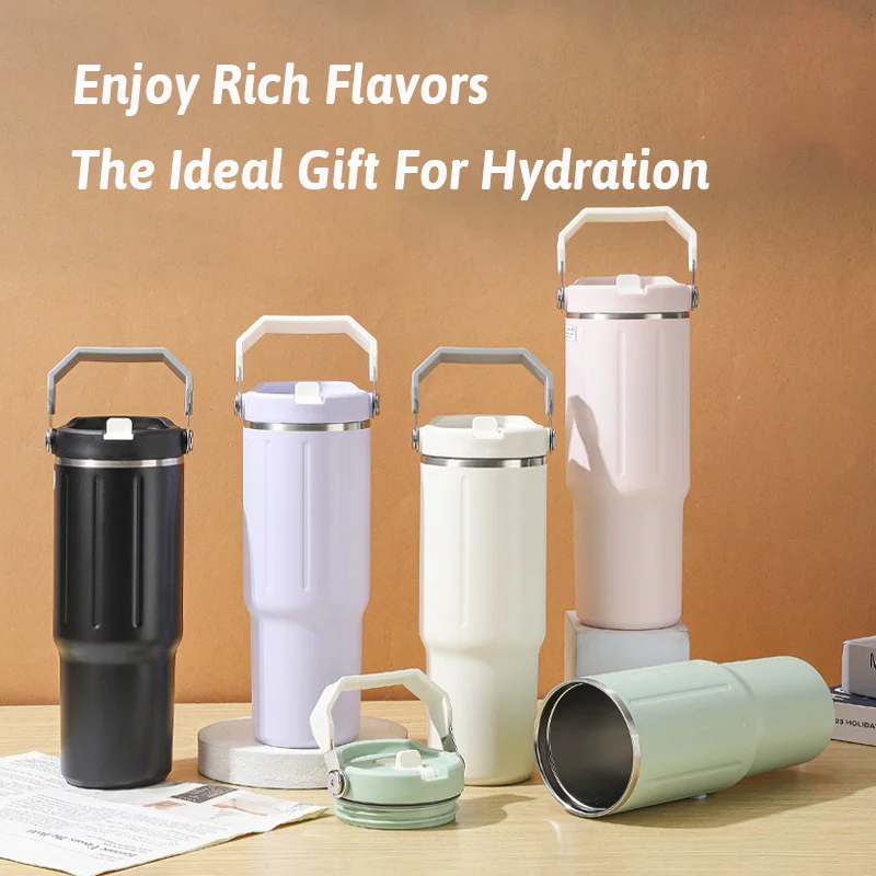 

900ML Water Bottle 304 Stainless Steel Thermal Mug with Handle Insulated Cup Office Home Tumbler Outdoor Sports Large Capacity