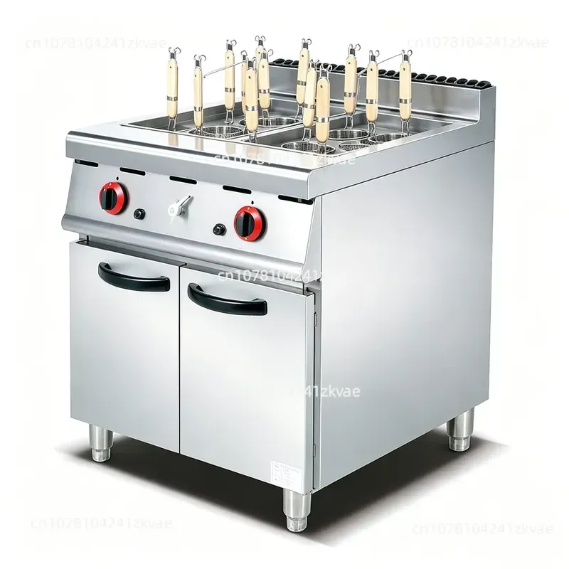 Commercial Stainless Steel Gas Pasta Boiler Noodle Cooker with Cabinet Easy Cleaning for Fast Food Shops