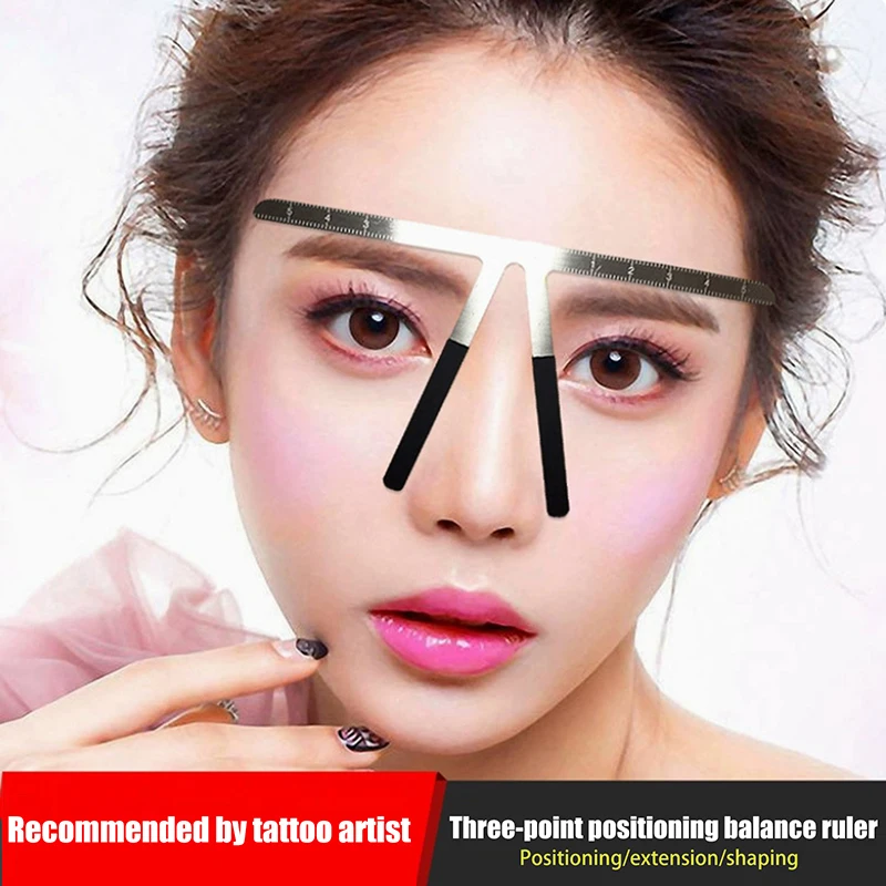 Z. Stainless Steel Eyebrow Tattoo Stencil Ruler Microblading Tattoo Positioning Measure Template Eye Brow Permanent Makeup Tools