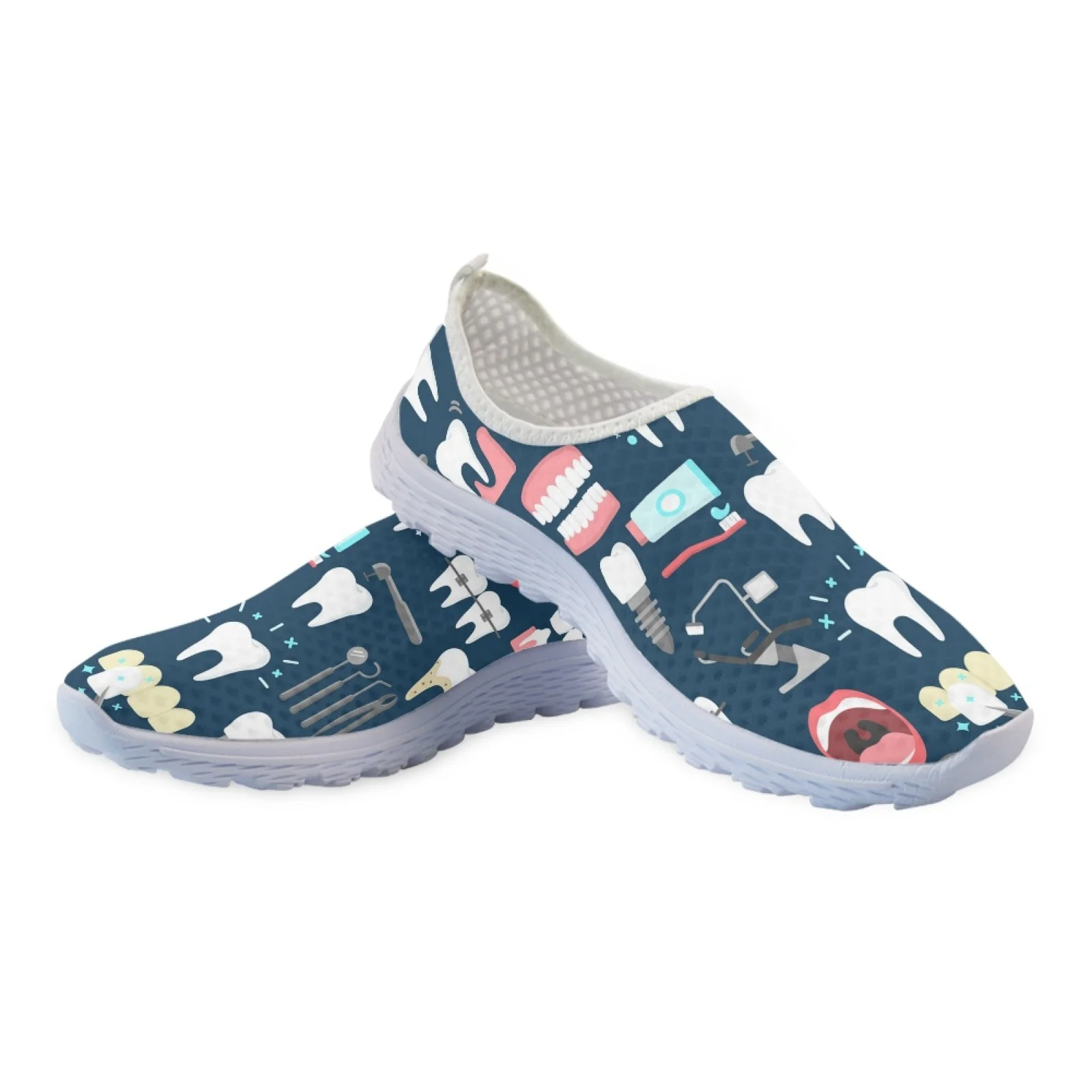 Zapatillas de deporte con estampado Dental para mujer, zapatos de dentista, mocasines de malla de verano, calzado plano de respiración ligera