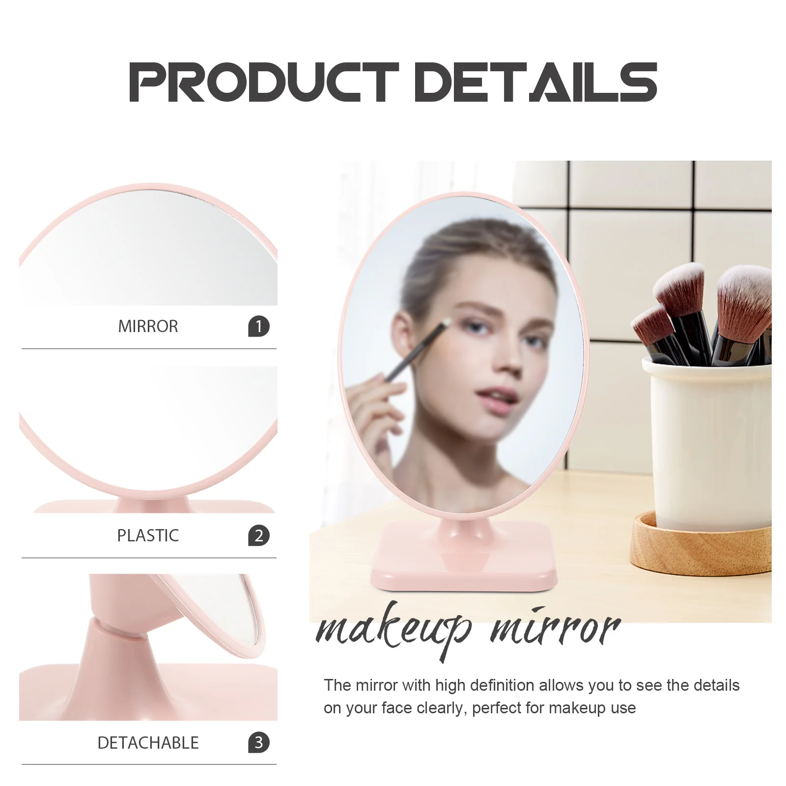 Stylish Desk Mirror Aesthetic Oval Vanity Mirror Clear View Durable Base Perfect Gift for Women Makeup Artists Home Decor