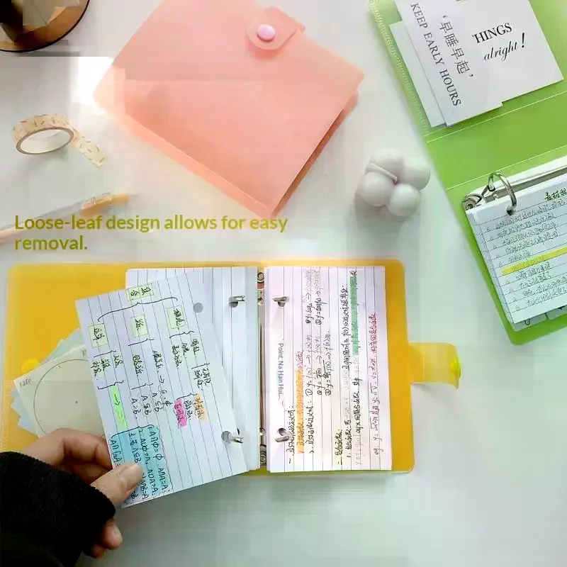 New Double Hole Loose Leaf Memo Binder DIY Horizontal Line Vocabulary Notebook Macaron Color Memo Storage Binder School Office