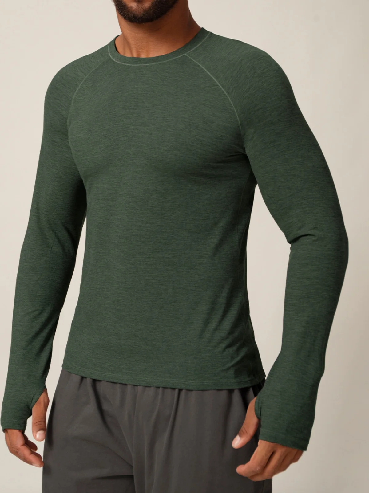 

Qui Dry Long Sve Slim Fit Stretch T-irt Polyester Fiber Youth Faion Sports Scene round Ne Pure Color T-irt