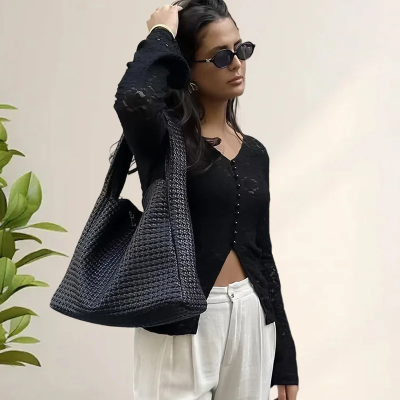 V-Ne uitgehold vest top dunne dames grensoverschrijdende sle buik-baring lang Sve CleanFit PU-leer kant/zijdemix