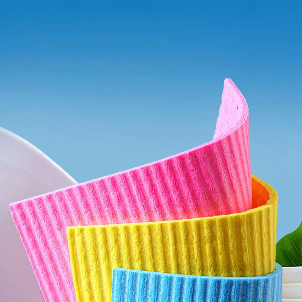 Wood Pulp Sponge Cloth Kitchenware Cleaning Rag Eco Friendly Dishwashing Scrubber Oil Proof Wipe For Home Kitchen Gadgets
