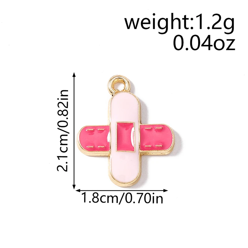 20 Stück 18 x 21 mm niedliche Emaille-Medizin-Pflaster-Anhänger für Schmuckherstellung, Ohrringe, Halsketten, Armbänder, DIY-Bastelzubehör – Detail 1