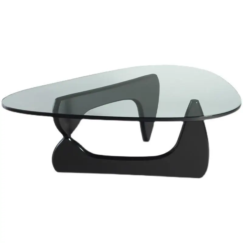 

Simple small apartment living room glass edge table oval small table combination Nordic modern marble rock slab coffee table