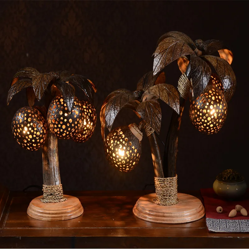 

Creative desk lamp Coconut tree lamp Bedroom bedside Internet celebrity atmosphere Night Handmade home accessories