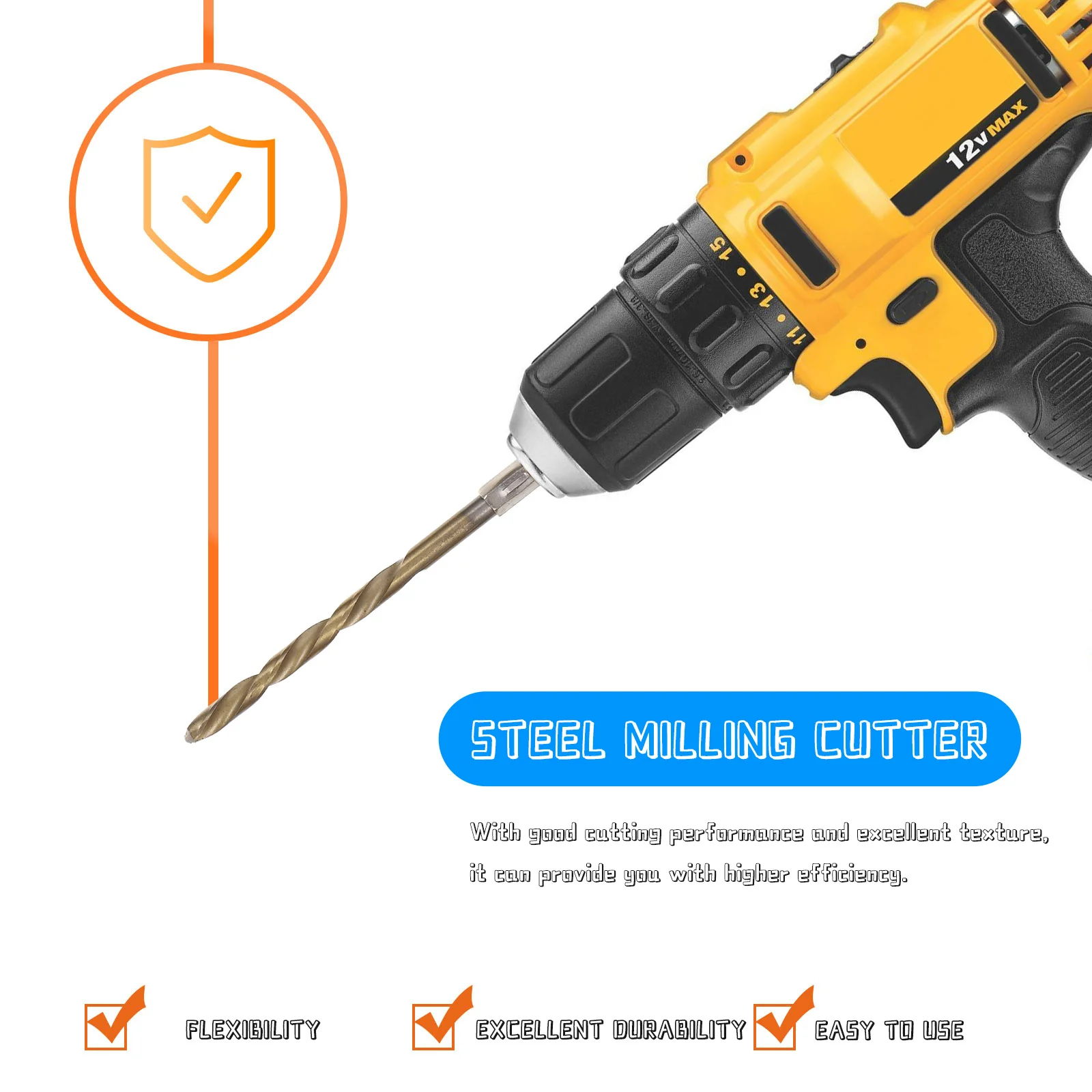 13Pcs Professional Twisted Drill Bits Set Hex Shank Metal Plastic Concrete Drilling Bits for Wood Steel Brick Cement Tile