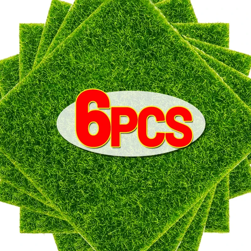 2/6PCS Artificial Plastic Turf Square Green Lawns DIY Grass Mat Landscape Carpets Fake Grass for Garden Outdoor Floor Decoration