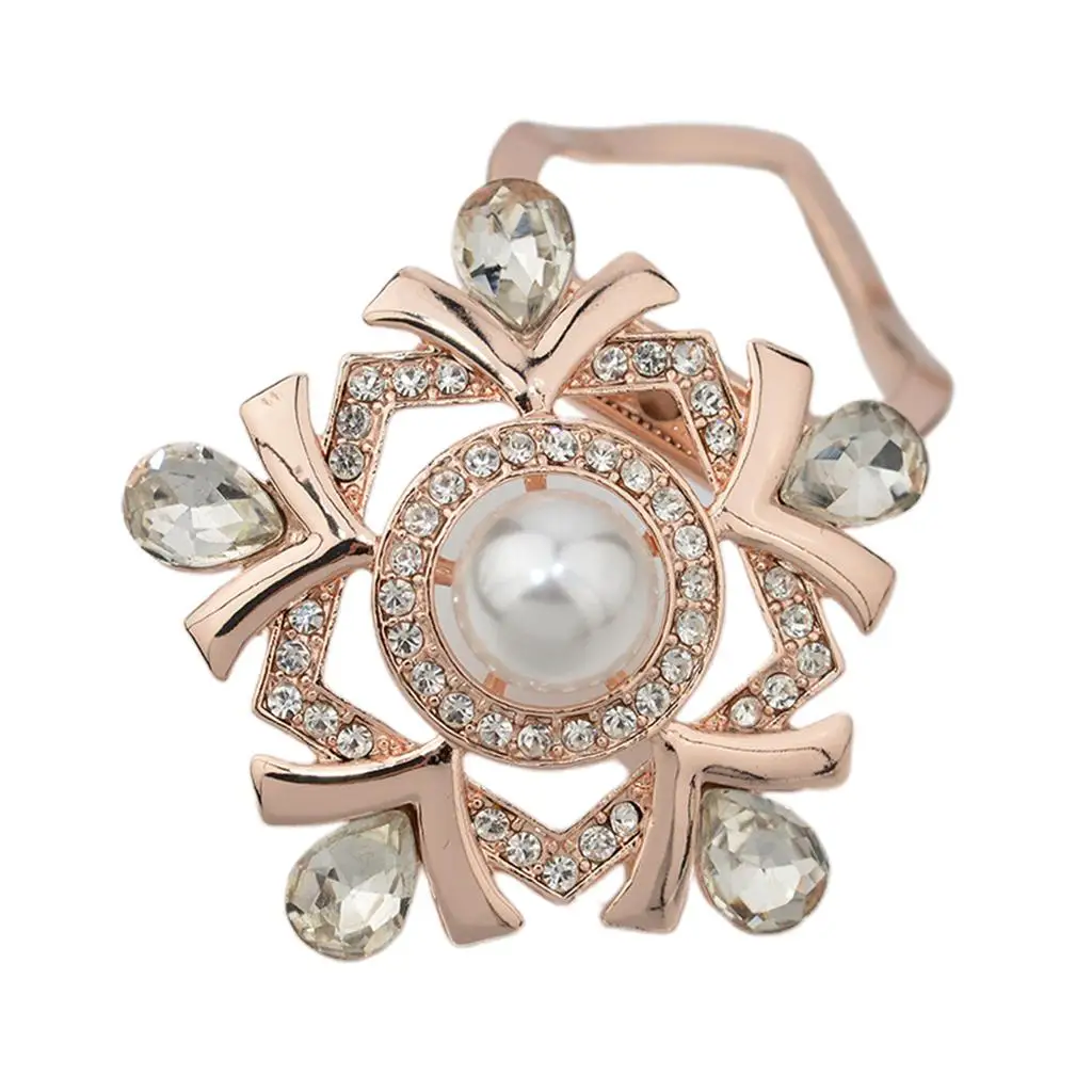 Women's Luxury Brooch Pin with Sparkling Rhinestone and Faux Pearls Elegant Safety Pin for Clothes and Party Wear