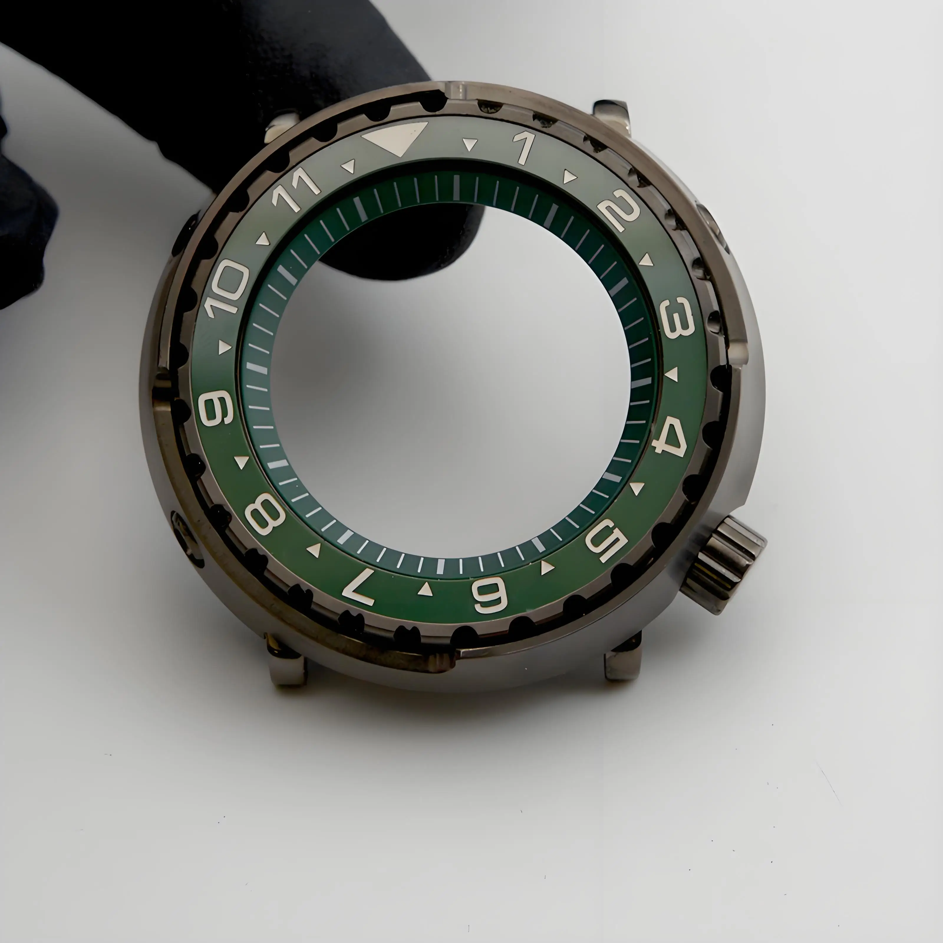 Gunmetal Gray Tuna Can Dive Watch Case With Sapphire Crystal Glass Fit NH34 NH35 NH36 Automatic Movement Replacement Watch Parts