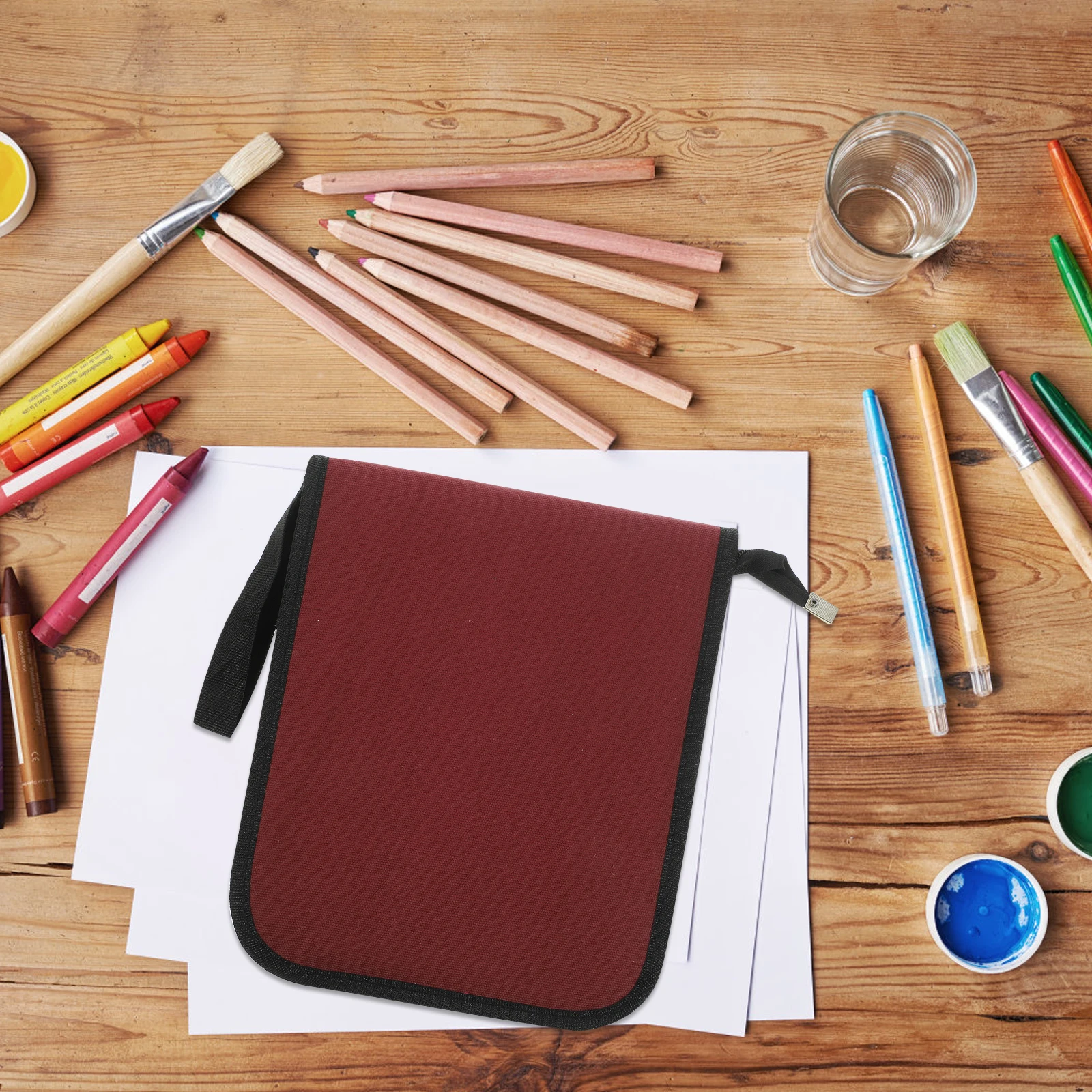 

1Pc 36 Compartments Canvas Pencil Bag With Special Slots For Erasers Sharpeners