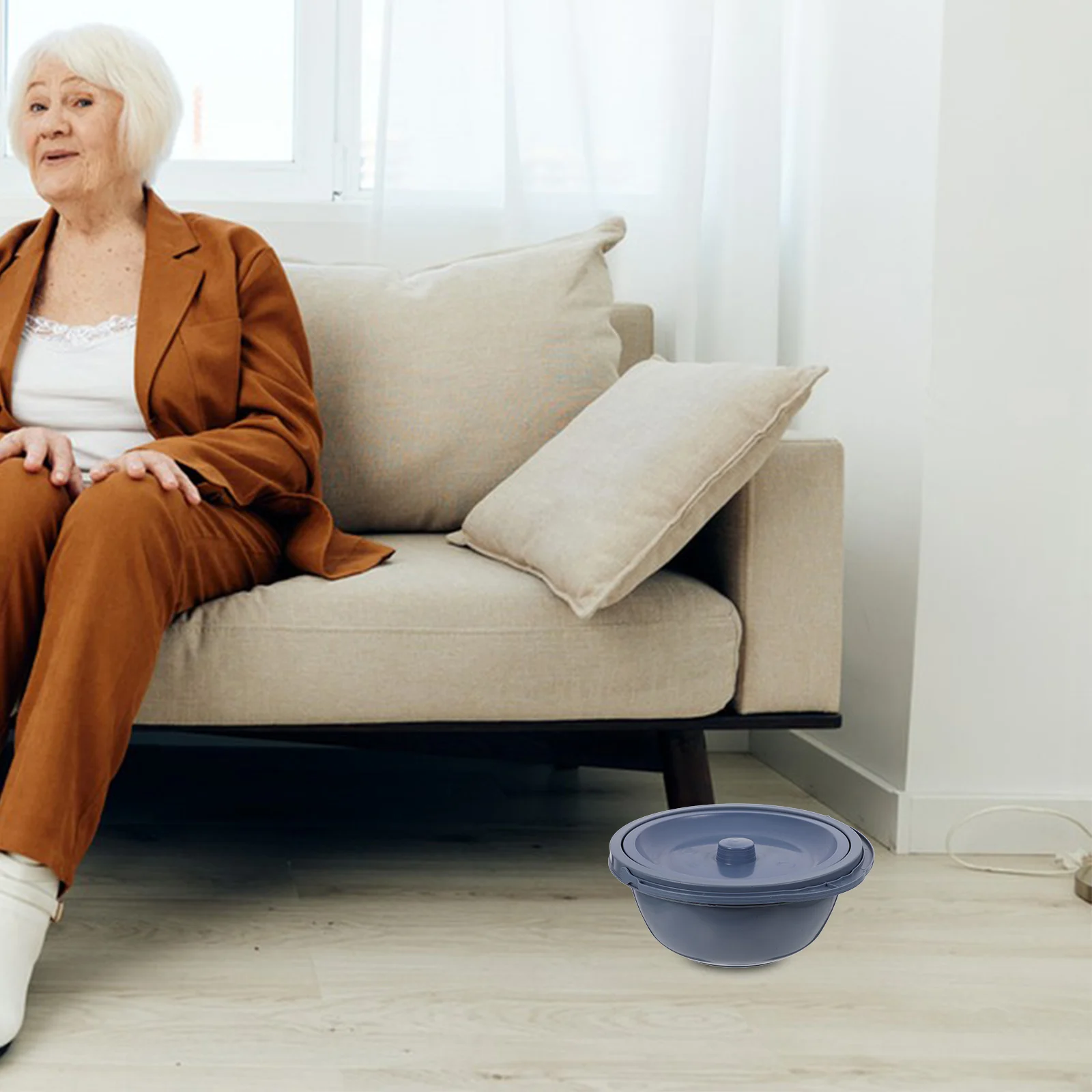 

Portable Night Lid Portable Toilet Chemicals Home Chamber Pots Hospital PP Bed Pan Elderly Men Women Deep Gray