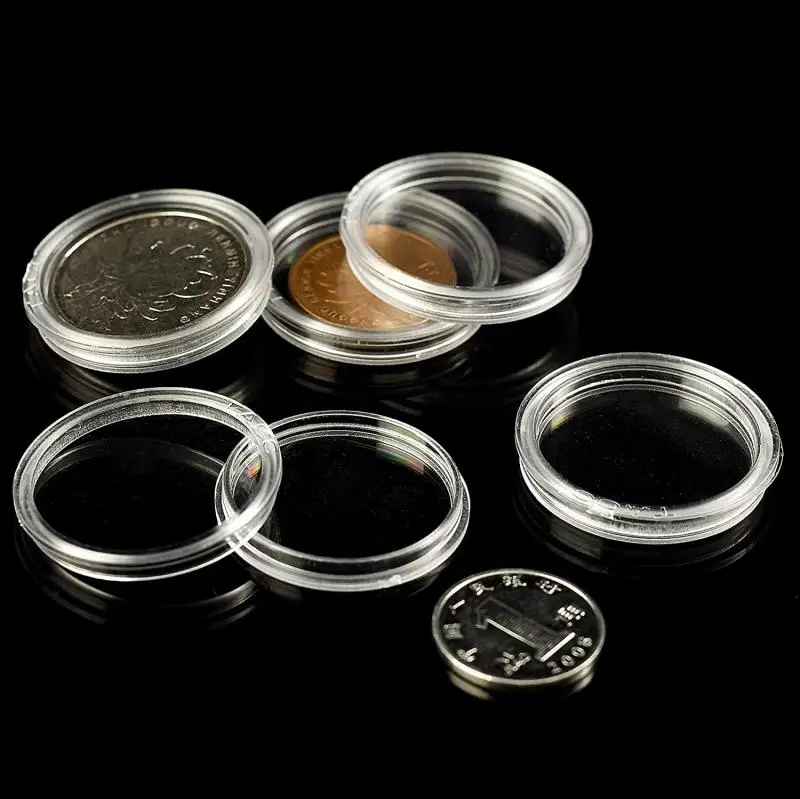 10pcs 25pcs  21mm-38mm Round Coinning Holder Display Capsules Box Storage Clear Display Cases Coinning Holders